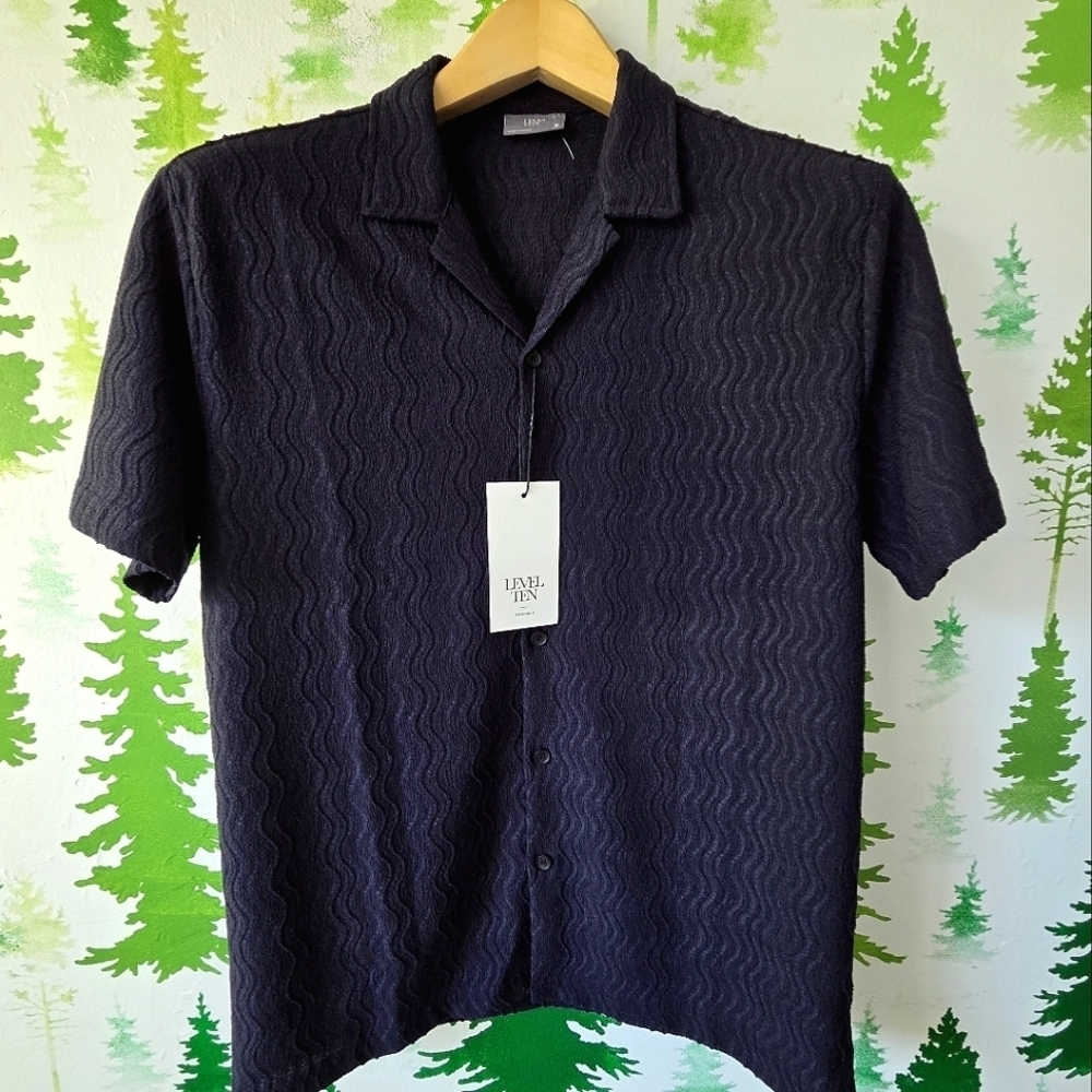 Casual Navy Blue Button Down Shirt for Men